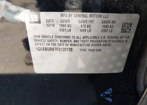 2015 Cadillac Ats Luxury z USA, uszkodzony, nr VIN 1G6AB5RA7F0126178